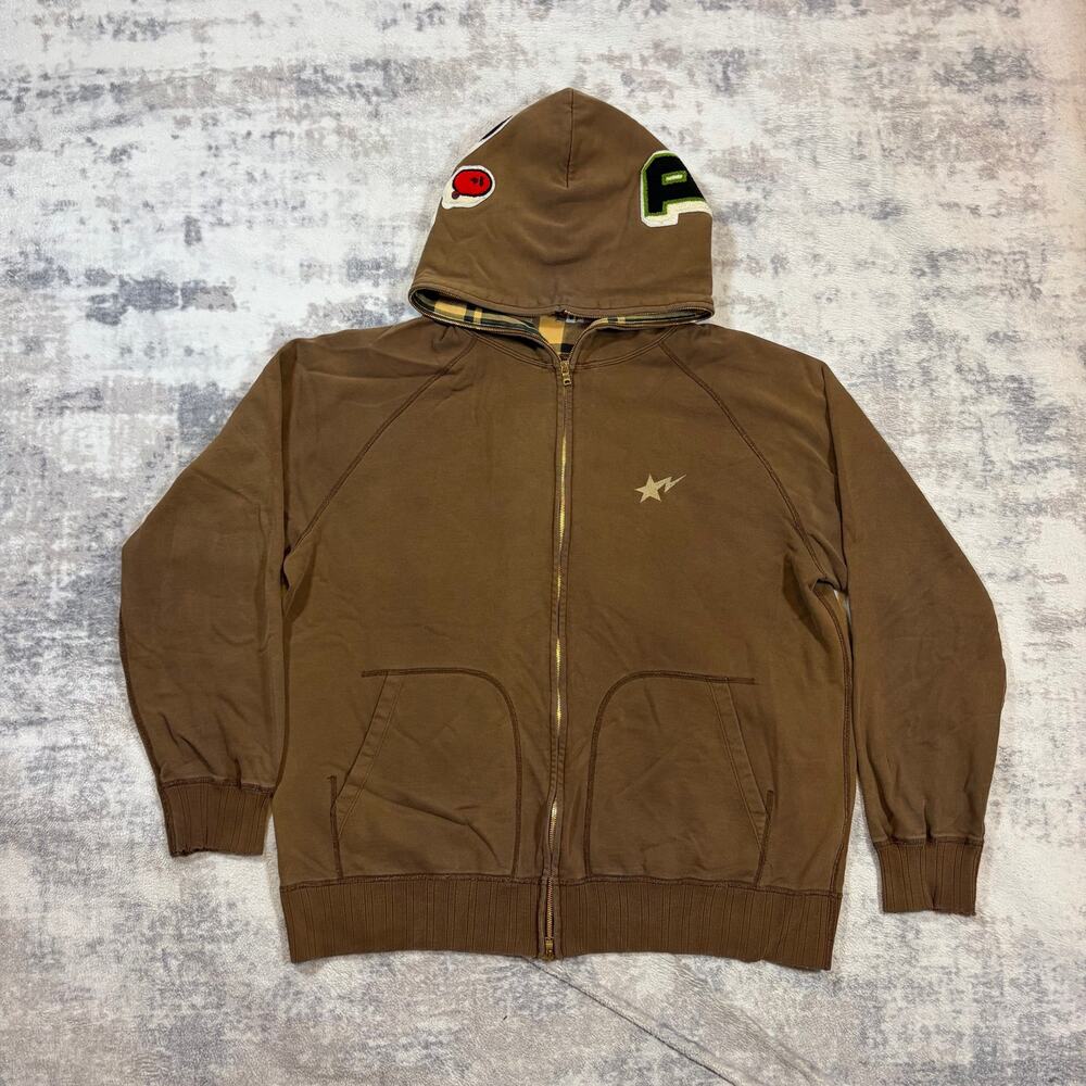 Authentic Bape 2000’s Fuzzy Logo Full Zip Hoodie XL
